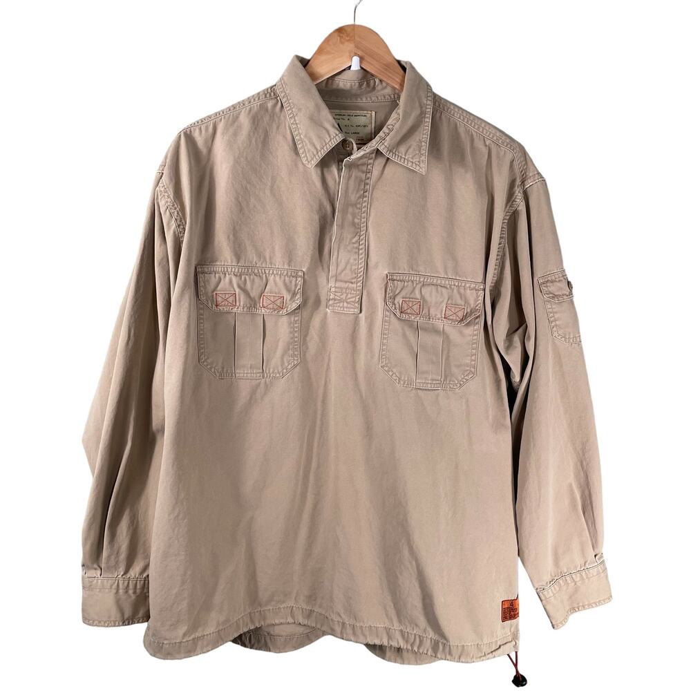 American Eagle Outfitters Long Sleeve Shirt Men Large Brown 24 Volt Work Utility